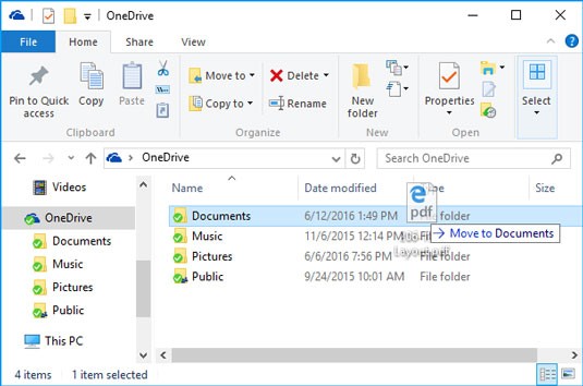 File Explorer showing OneDrive folders