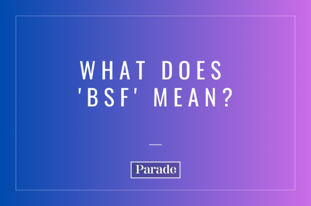 Diverse group of young friends using smartphones and laughing, representing social media and online slang term BSF meaning best friend.