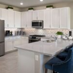 Kitchen with white cabinets and a peninsula