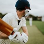 Cricket players in action during a match