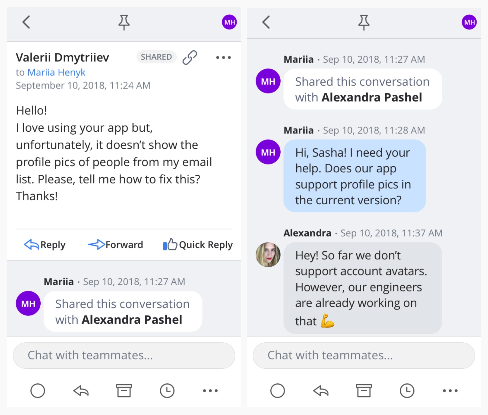 Spark for Teams shared email feature