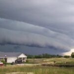 The gust front "arcus" cloud on the leading edge of a derecho-producing storm system. The photo was taken on the evening of July 10, 2008 in Hampshire, Illinois. Credit: Brittney Misialek