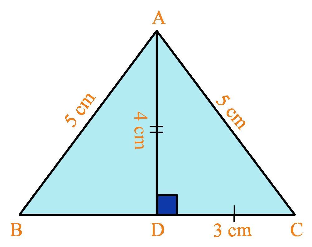 Example of isosceles triangle with perpendicular bisector AD