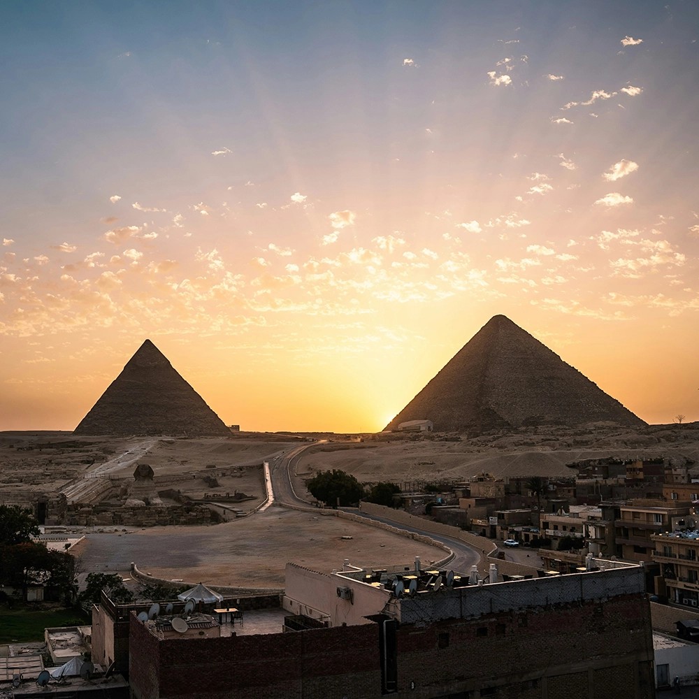 The Great Pyramid of Giza, Egypt, standing as the only remaining wonder of the ancient world.