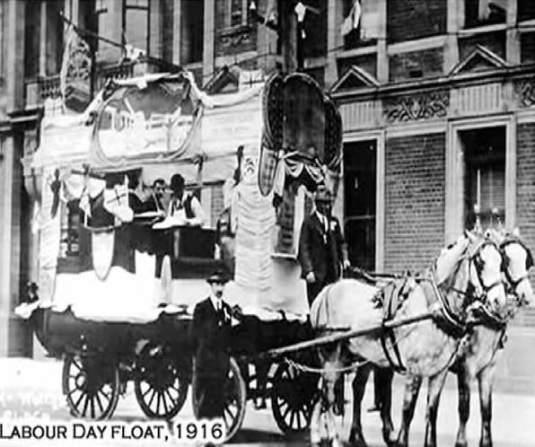 Historical Labor Day Float Parade in 1916: Early Celebrations of Workers' Holiday