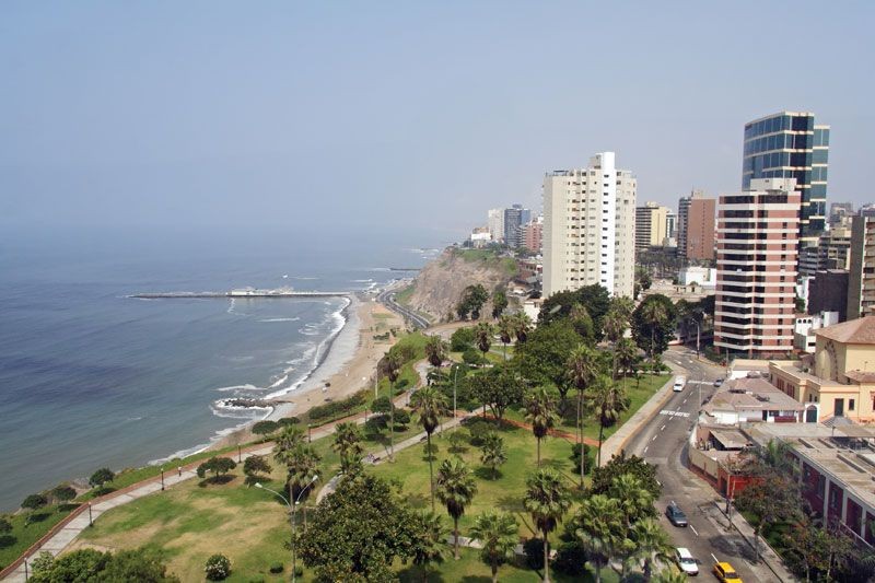 Miraflores district in Lima, Peru: An affluent residential and commercial area within the capital metropolis.