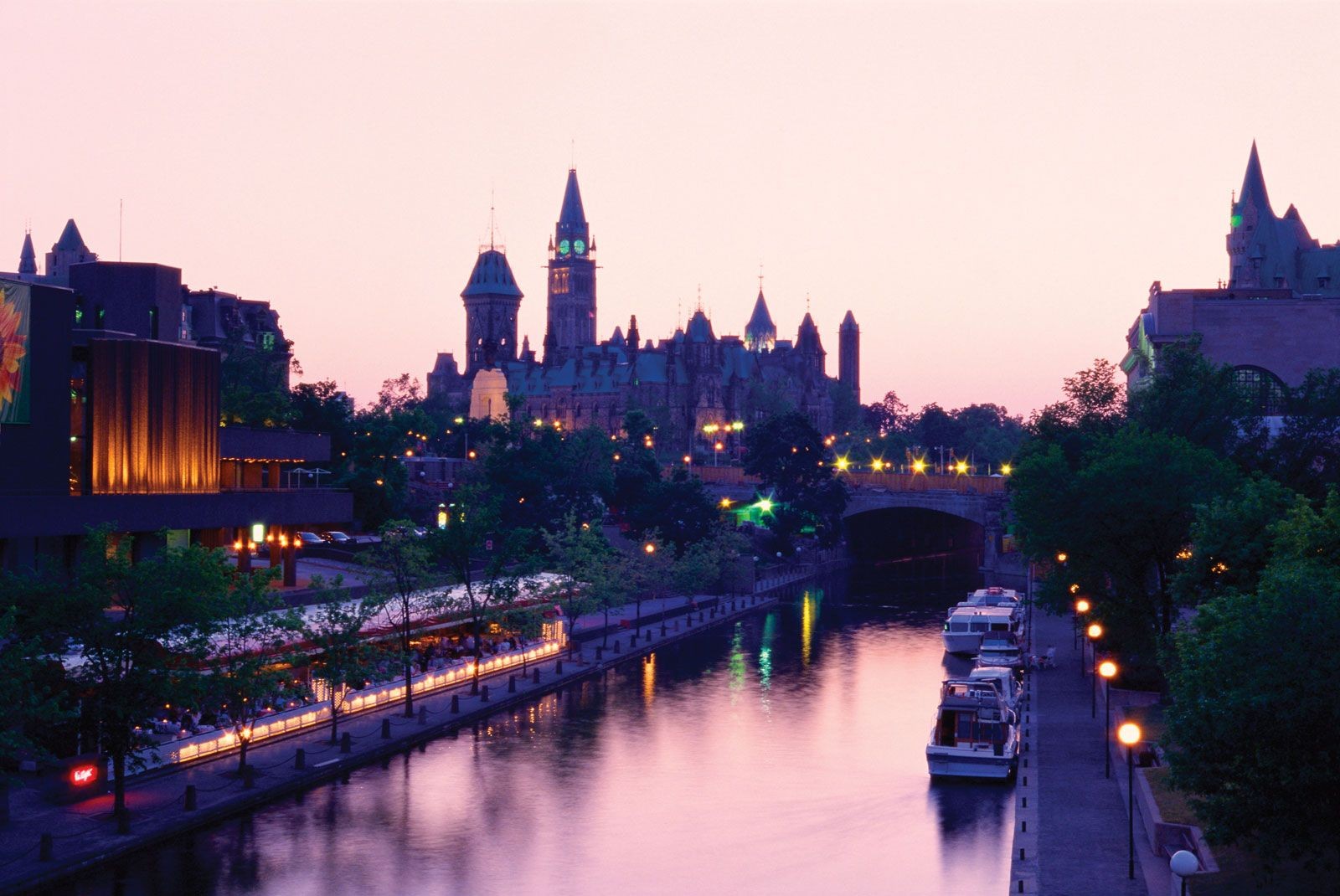 Parliament Hill and Rideau Canal in Ottawa, Canada's Capital City