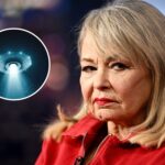 Roseanne Barr mentions Project Blue Beam conspiracy theory amid US drone sightings; inset shows a UFO. Conspiracy theory suggests faking alien invasion with holographic technology.