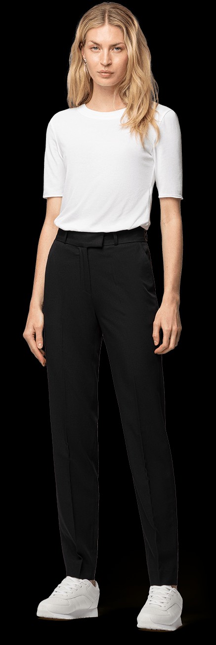 Black high waisted flat-front stretch Cigarette Pants