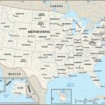 A detailed map of the USA showing state borders and capitals, emphasizing the size and location of each state within the country.