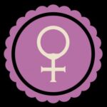 Venus symbol on a pink badge representing Venus sign in astrology