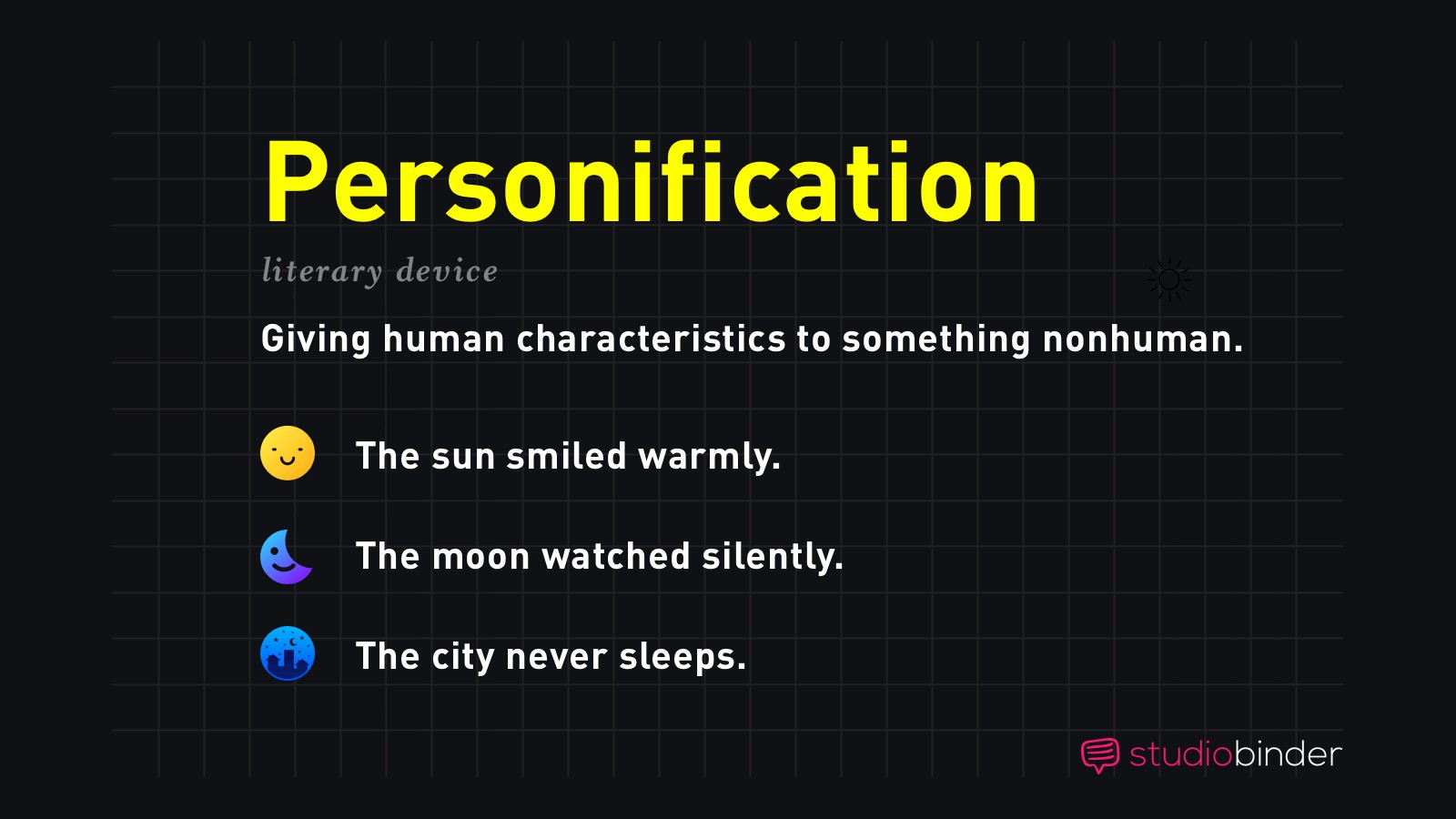 Personification examples to define theme.