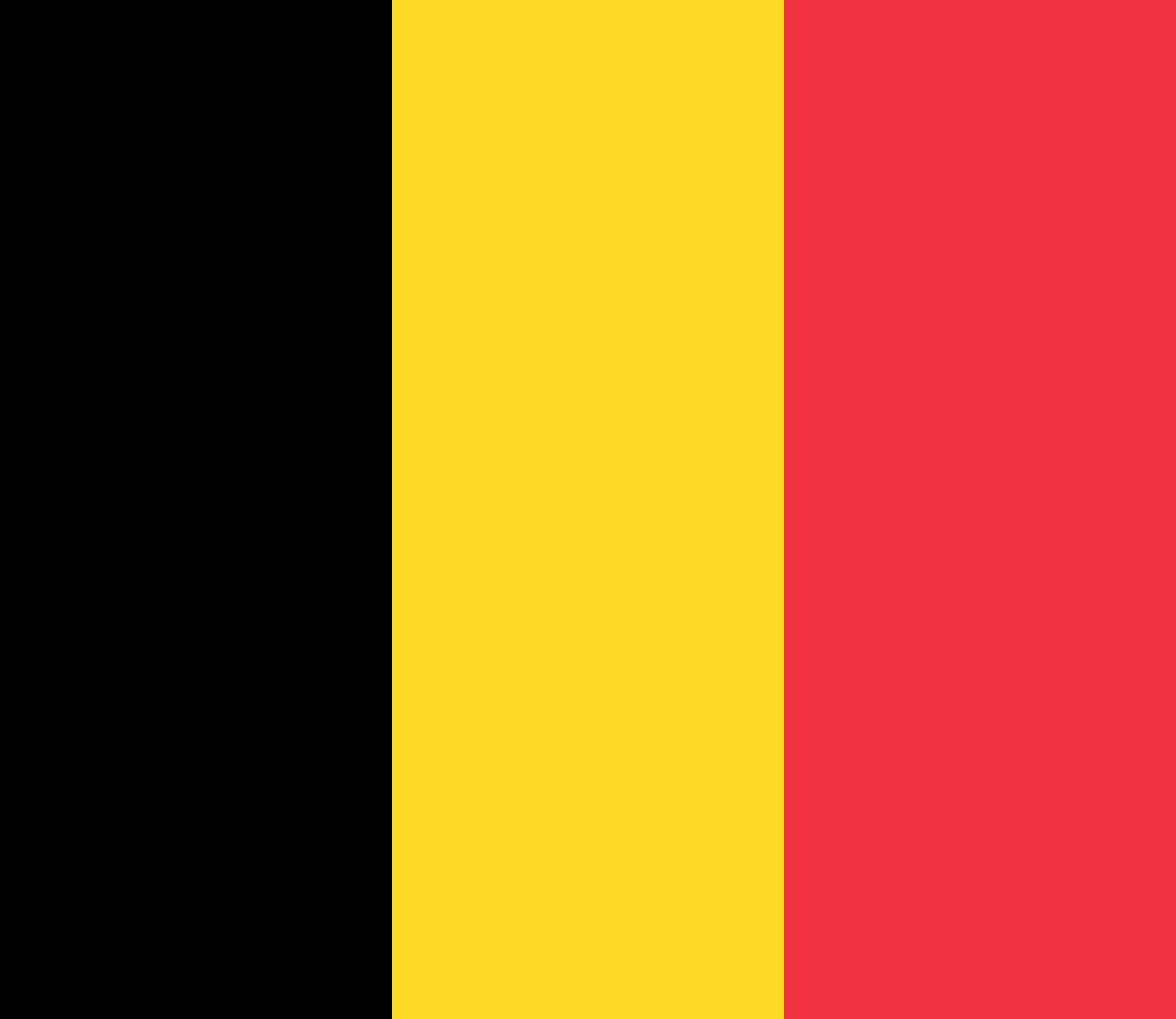 Belgian flag with the words French, Dutch and German