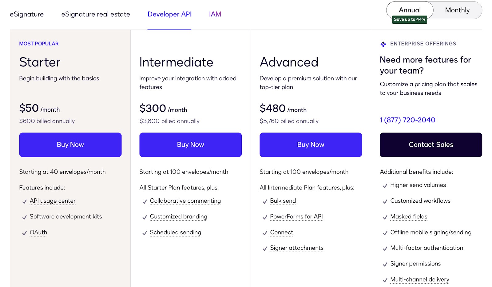 Docusign’s Developer API plan