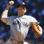 New York Yankees pitcher Clarke Schmidt throwing during spring training