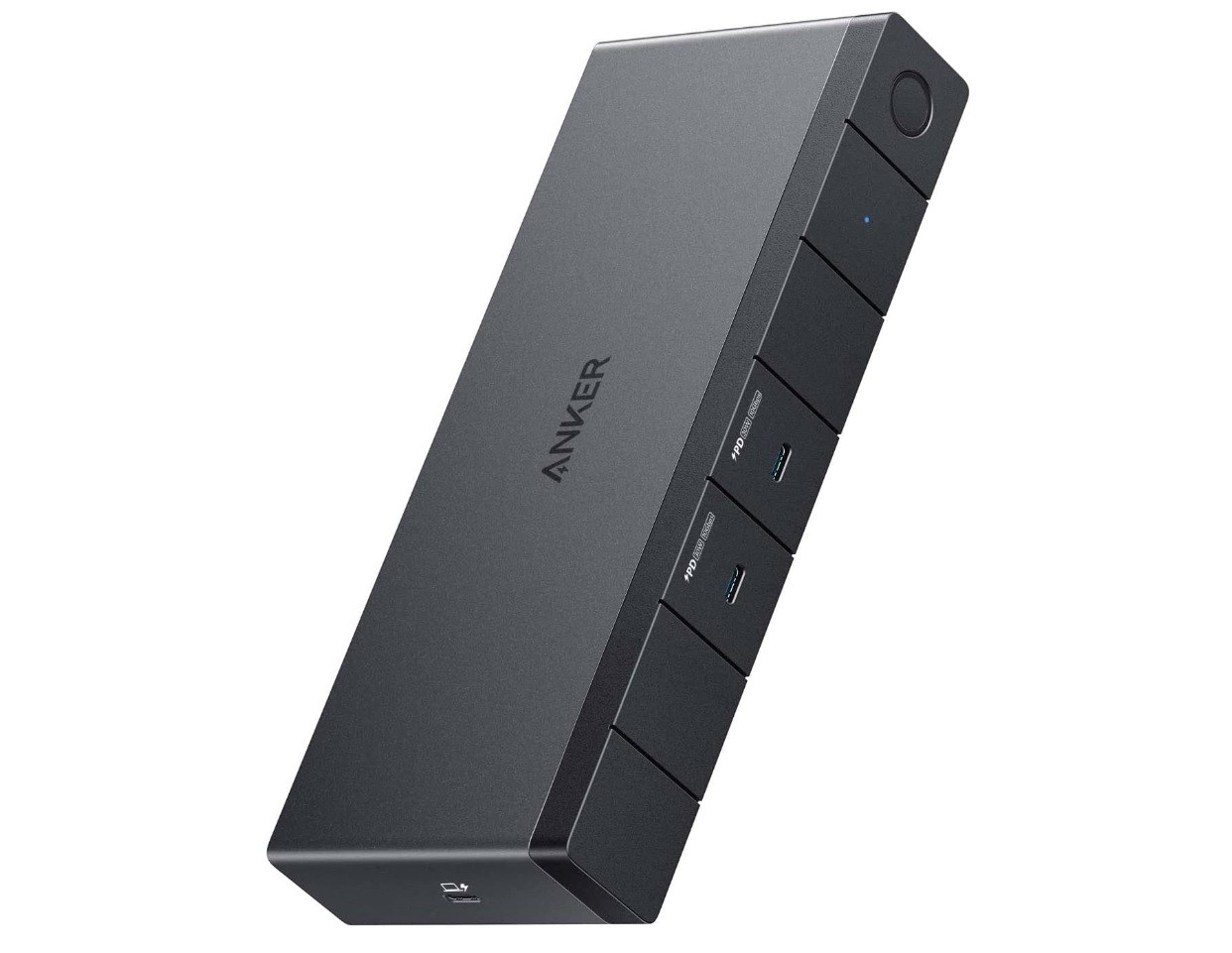 Front view of an Anker USB-C docking station