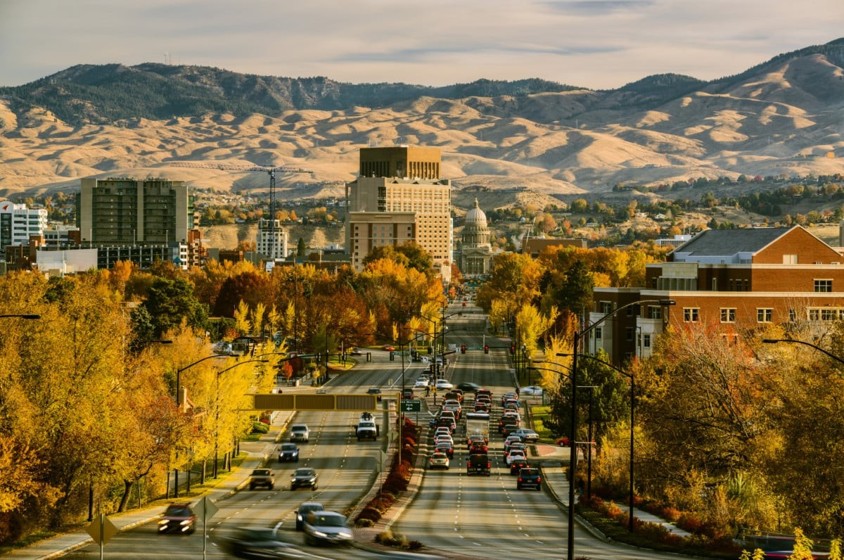 View of downtown Boise, Idaho at night