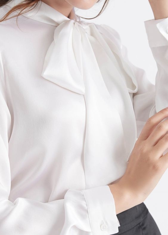 Bow-tie Neck Silk Blouse
