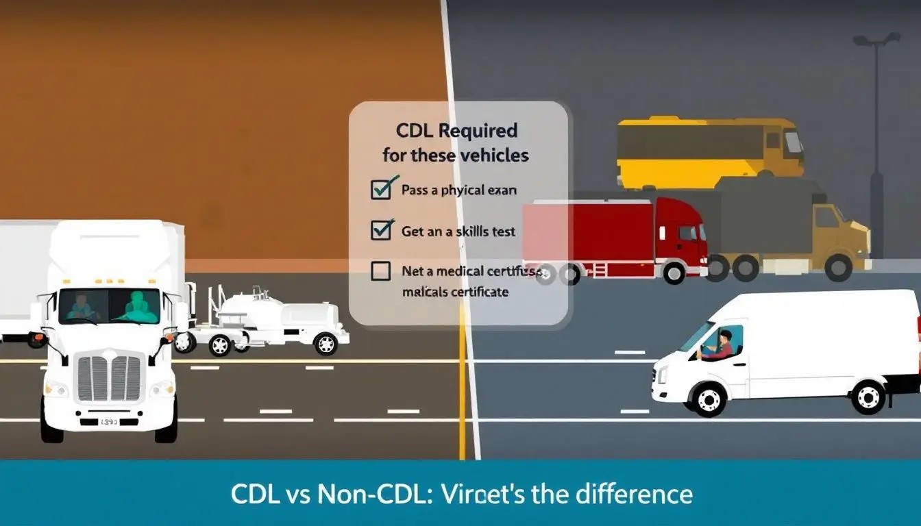 Vehicles in the background that illustrate common misconceptions about the non cdl class c licenses.