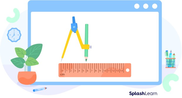 Drawing a line segment with a ruler by marking two points and connecting them