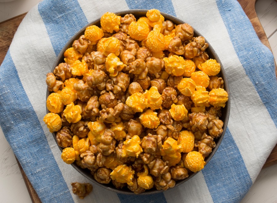 Bags of Garrett Mix popcorn, a blend of CaramelCrisp and CheeseCorn