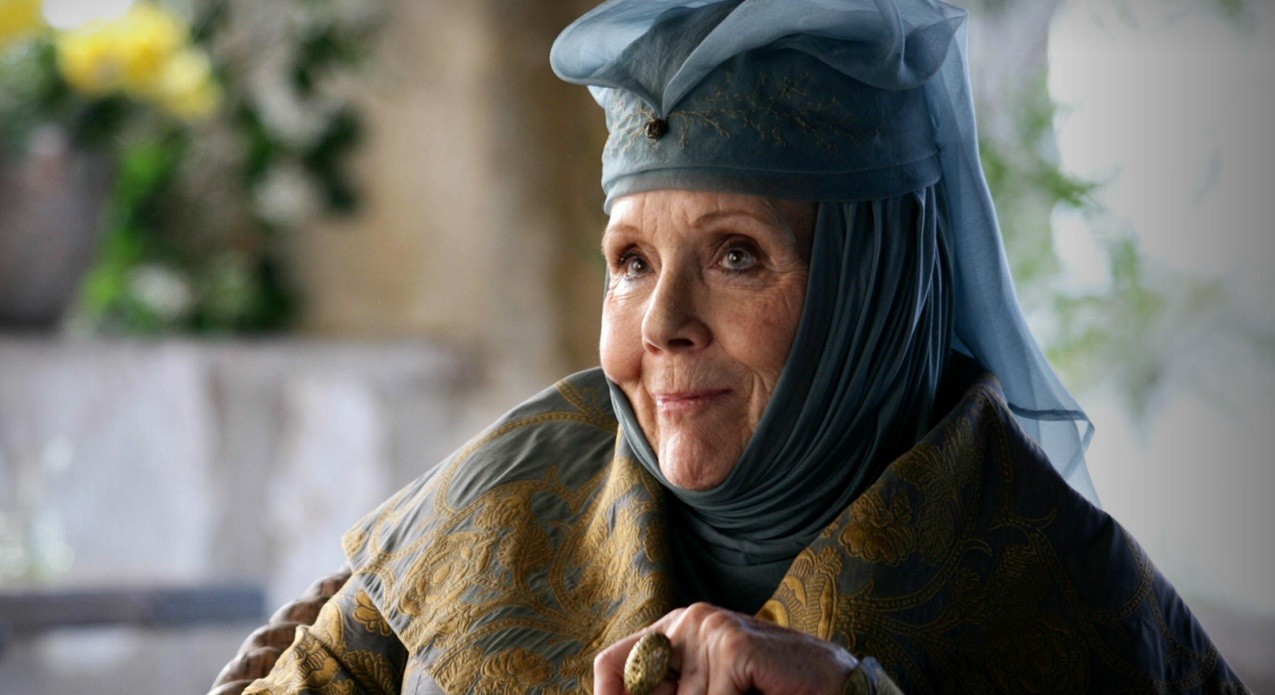 Olena Tyrell, the matriarch of House Tyrell, known for her sharp wit