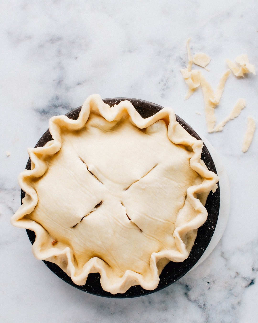 Pie in a pan before baking.