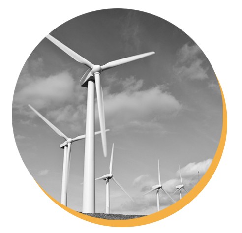 Wind turbines converting wind power into electricity