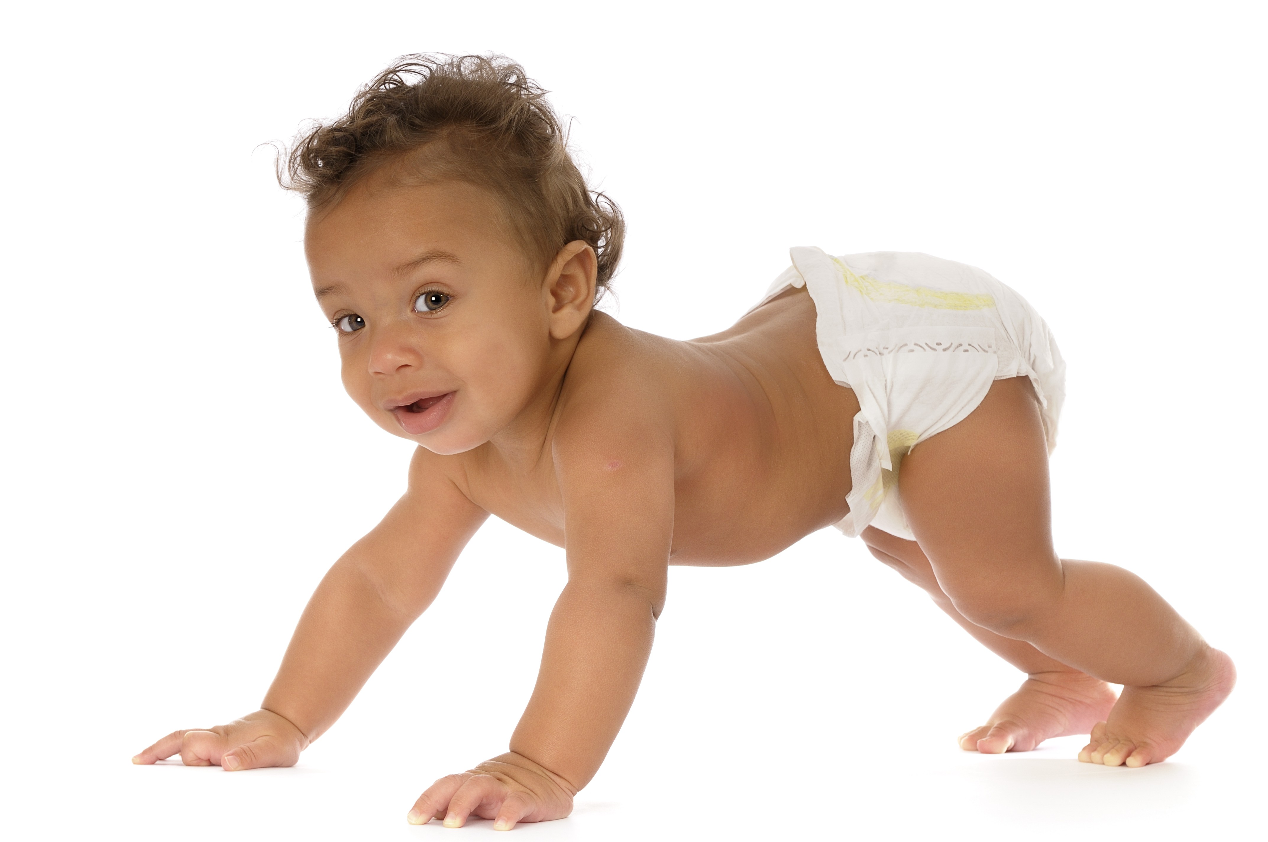 Baby using bear crawl to move forward
