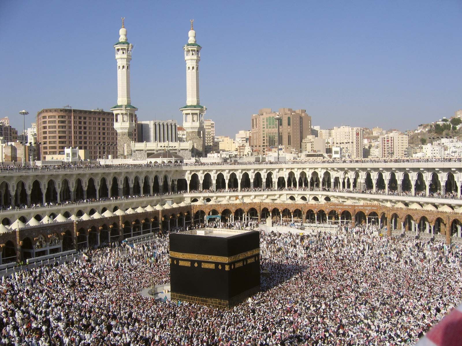 Pilgrims surrounding the Kaaba during Hajj in Mecca, Saudi Arabia