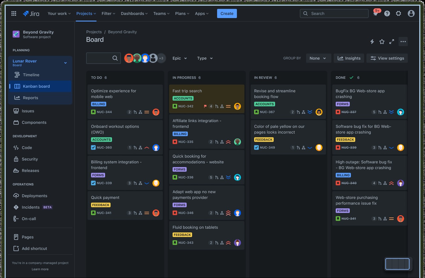 Kanban board screenshot