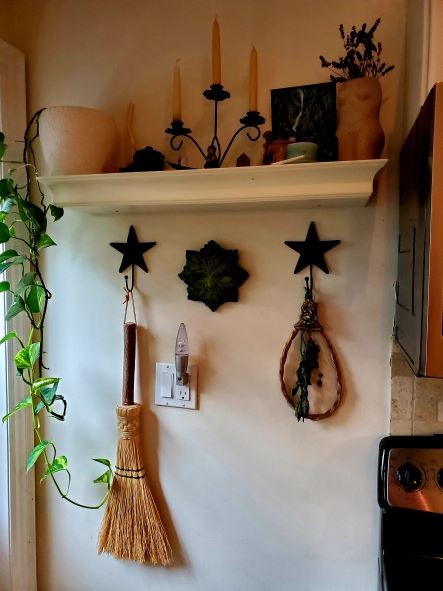 Kitchen Altar with Candles and Herbs