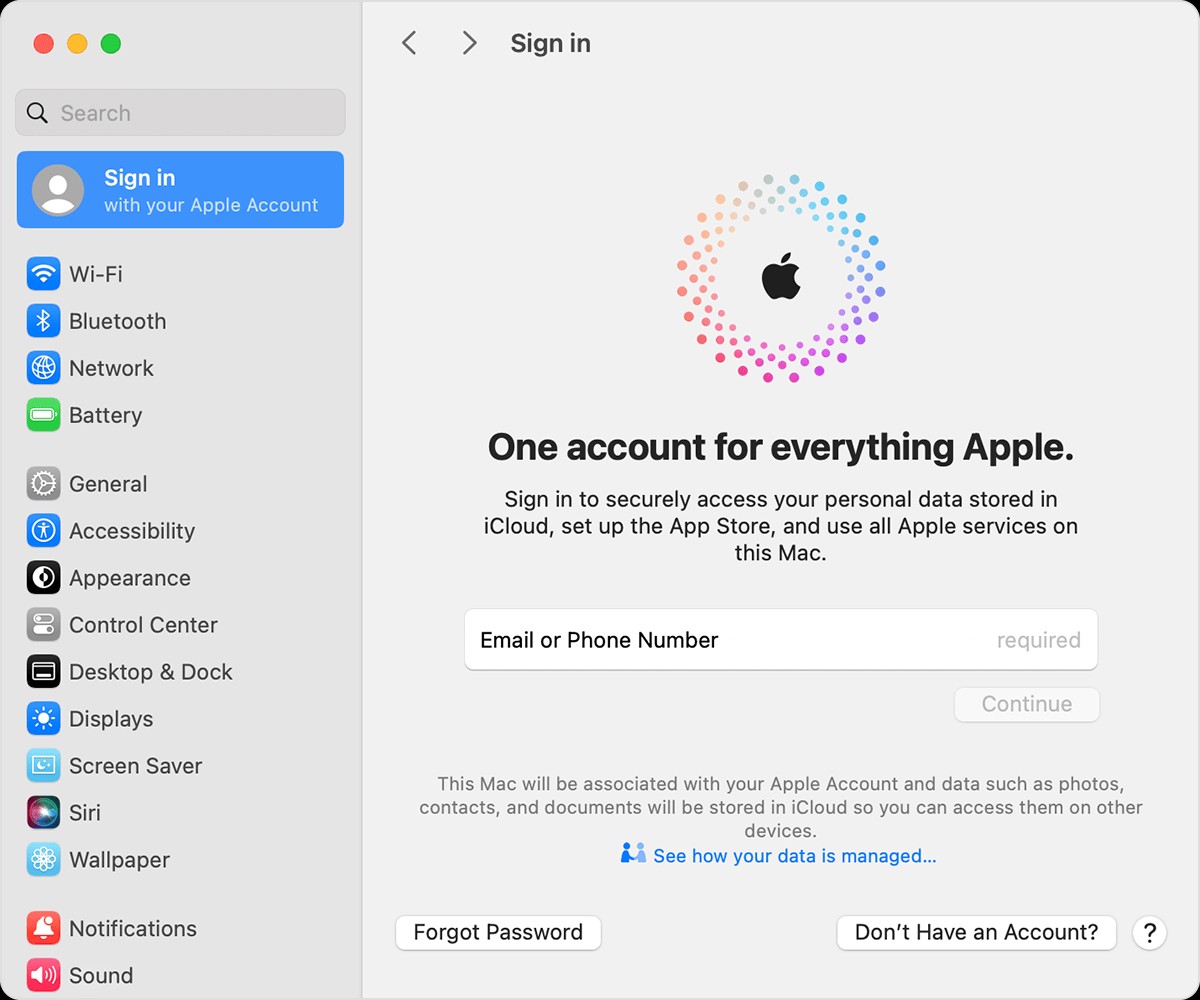 Mac screen showing the button for Don