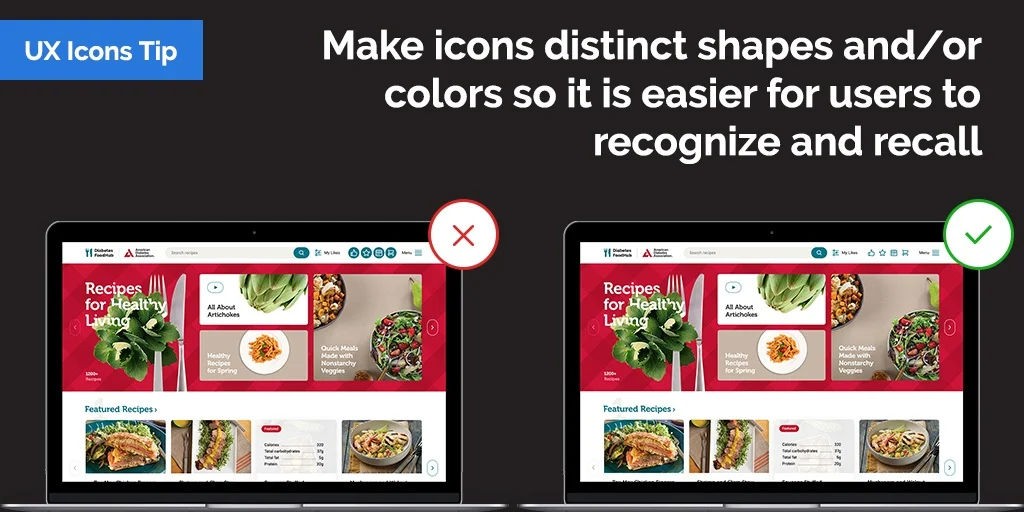 An image showing advice about how to make icons.