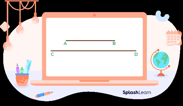 Measuring a line segment with a ruler, showing the alignment and reading the length