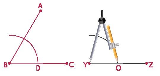 constructing congruent angle to a given angle step 3
