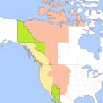 Map of North America with Mountain Standard Time highlighted