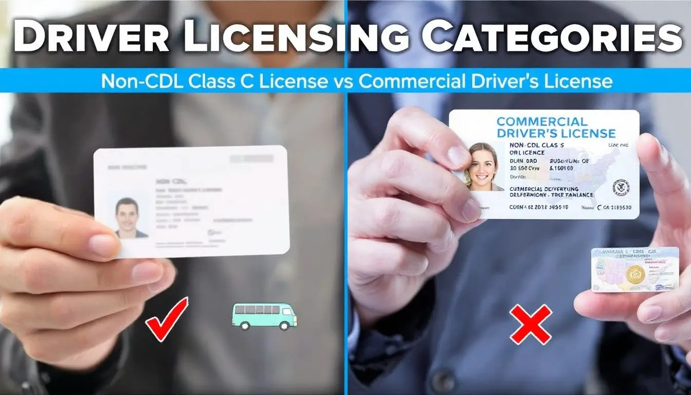 A comparison of the non cdl class c license and the commercial drivers license with trucks.