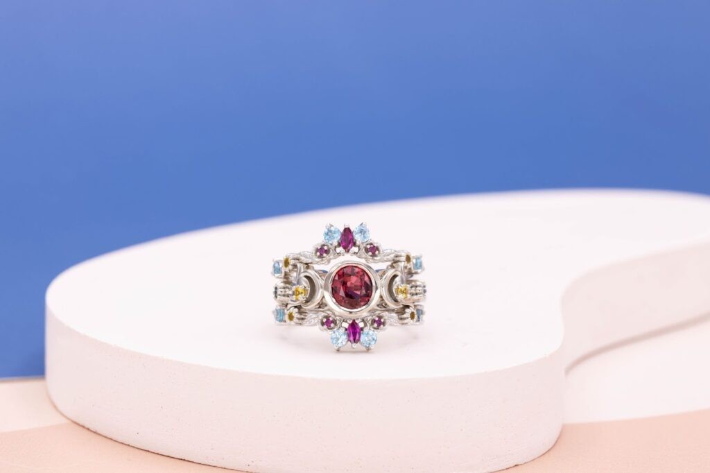 red spinel flanked Custom Made