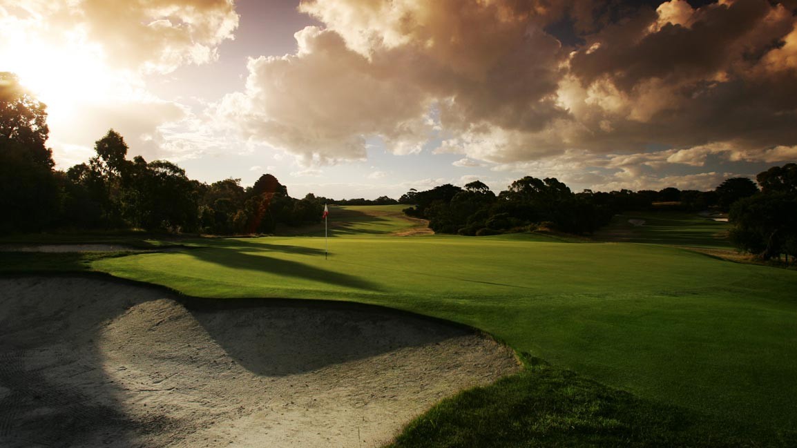 A classic image of a golfer competing in the British Open, highlighting the history and prestige associated with links golf