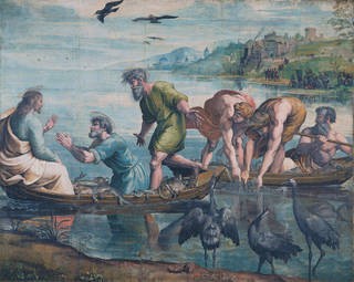 Raphael Cartoon depicting a scene from the Acts of the Apostles, showcasing the artist's mastery of design and composition for tapestry