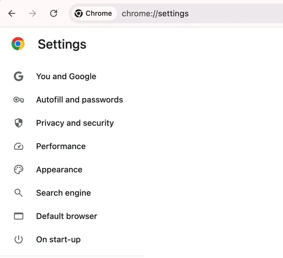 Domain specific URIs example with Chrome settings