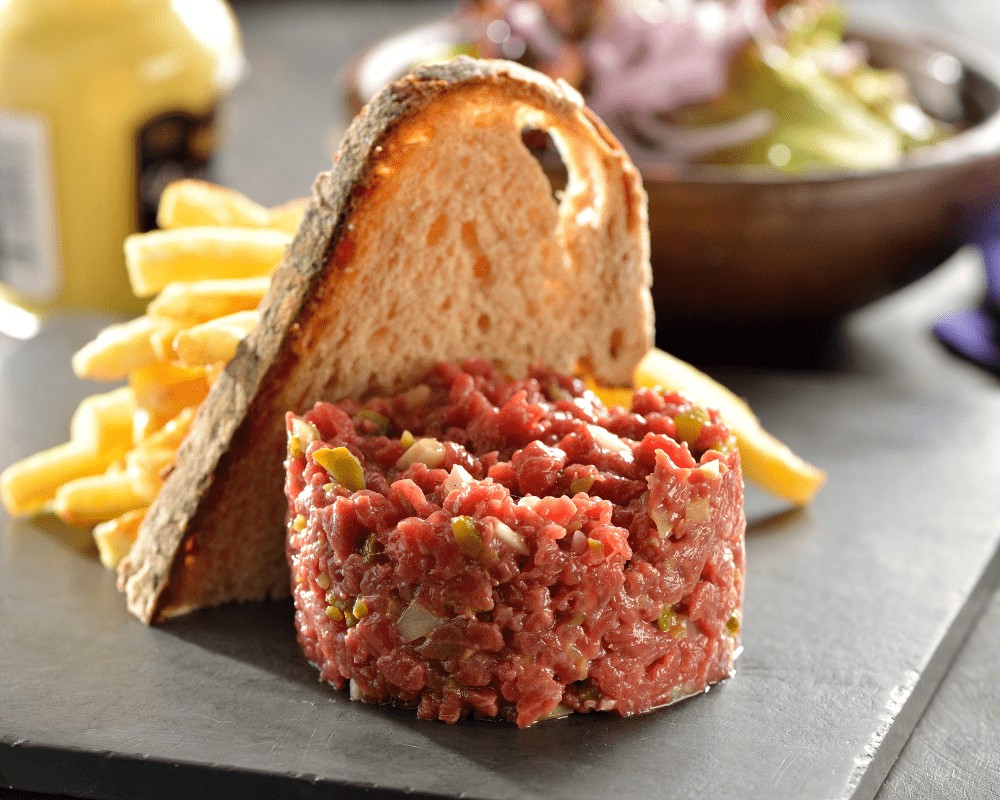 steak tartare served with fries