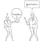 A person with a thought bubble filled with question marks, representing the self-doubt associated with imposter syndrome